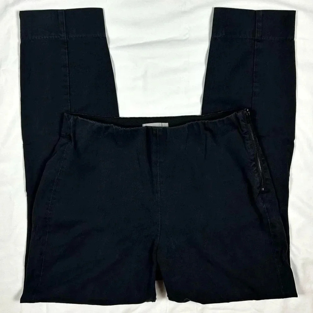Everlane Side Zip Stretch Cotton Pants in Black